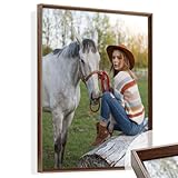 FLYJOE 16x20 Picture Frame With Deep and Bevel Border, Rustic Wooden Photo Frame with HD Plexiglass, Wall and Tabletop Display Rustic Farmhouse Style, for Pictures, Poster, Portraits, Walnut
