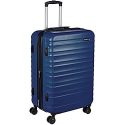 Ofertas Maletas Cabina Amazon Basics - Maleta de viaje rígida giratori - 55 cm, Tamaño de cabina, Azul marino