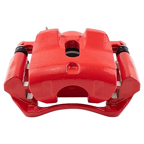 Image of TRQ Front Left Brake Caliper w /Bracket Performance Red Drivers Side | For 2003-2008 Honda Pilot