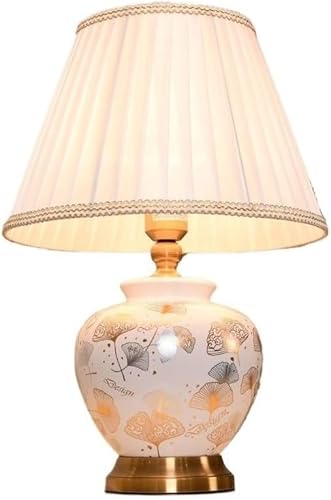 Zcedzysw Elegante Keramik-Tischlampe mit Blattmuster