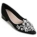 Women's Rhinestone Fashion Pointed Toe Pearl Diamond Low Heel Dress Wedding Work Business Dance Pumps 2Black Size 9