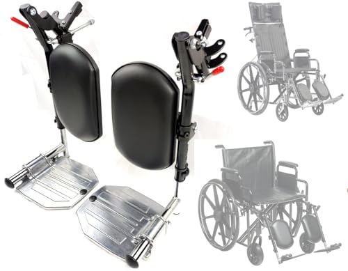 Heavy Duty Wheelchair elevating Leg Rest, w/Calf pad, Aluminum Footplates,