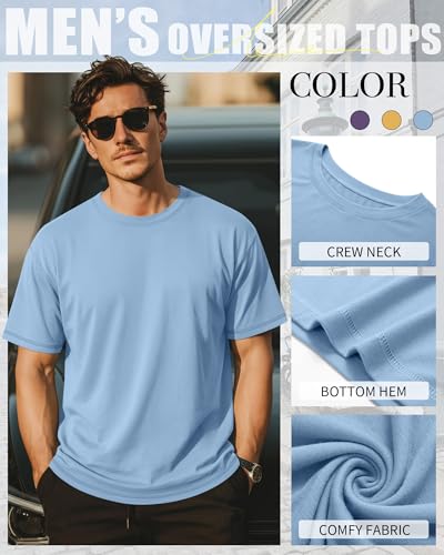 Image of Neer 3 Pack Big and Tall T-Shirts for Men L-7xl Tops | Large Casual Stretch Workout Tees, Short Sleeve Crewneck Oversized Shirts, Classic Summer Outfits, Comfy Basic Loose Clothes