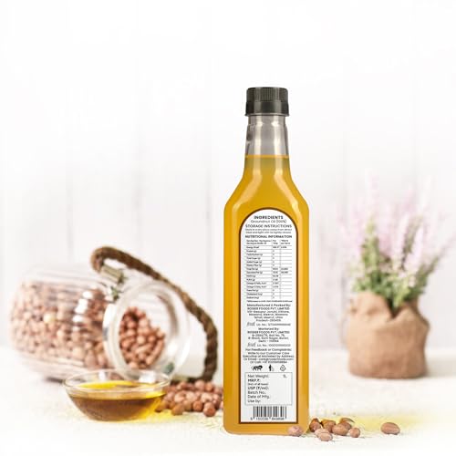 Image of Rosier Stone Pressed Organic Groundnut Oil 1 L | Traditional Wood Pressed Peanut Cooking Oil | Kolhu /Kacchi Ghani /Chekku | Pure, Natural and Healthy Groundnut Oil 1 Litre