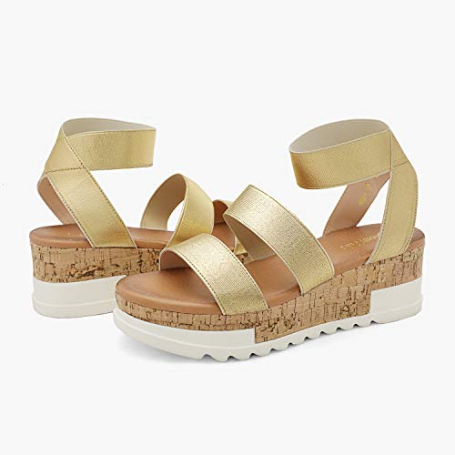 Image of DREAM PAIRS Women's Open Toe Elastic Platform Wedge Sandals | Lightweight flatform sandals with a cushioned footbed for walking, vacations, shopping and all-day comfort