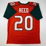 Facsimile Autographed Ed Reed Miami Orange Reprint Laser Auto College Football Jersey Size Men's XL