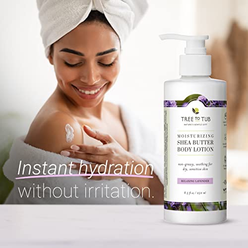 Tree To Tub Lavender Shea Butter Body Lotion For Dry Skin - Moisturizing Sensitive Skin Lotion For Women & Men, Vegan Body Moisturizer W/Organic Aloe Vera, Cocoa Butter, All Natural Colloidal Oatmeal #TOP1
