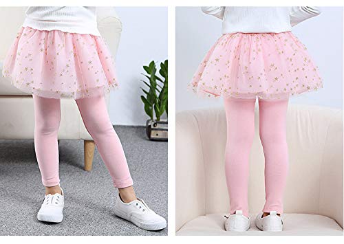 Little Girls Footless Leggings with Tutu Ruffle Twinkle Star Skirt Stretchy Cotton Pantskirt4