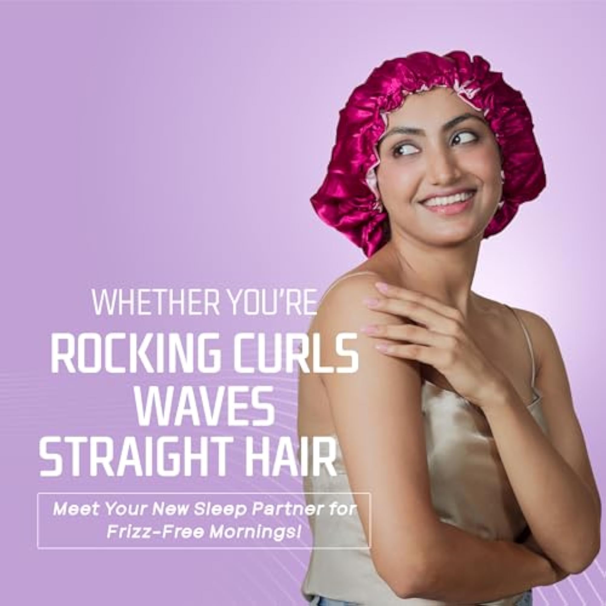 Ingredients Satin Silk Hair Shower Cap with Adjustable Tie