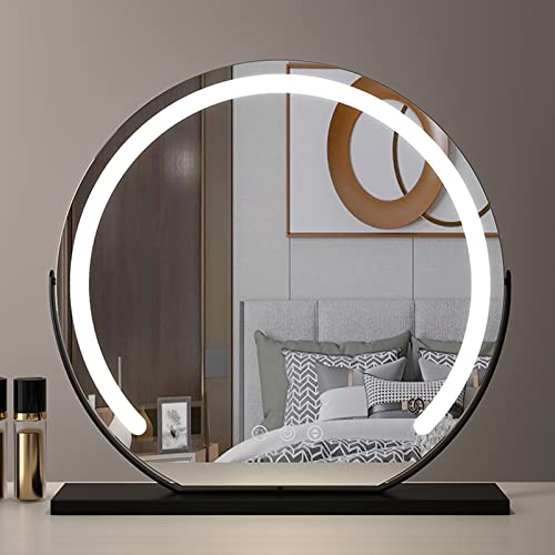 Espejo cosmético LED redondo para un tocador elegante con luz táctil regulable