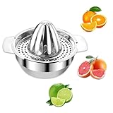 Edelstahl Zitronenpresse manuell,Fruchtpresse Home Entsafter,Orangenpresse,Saftpresse für Zitronen Limetten Orangen,Zitruspresse mit Ausgießer, spülmaschinengeeignet,16x13x8cm