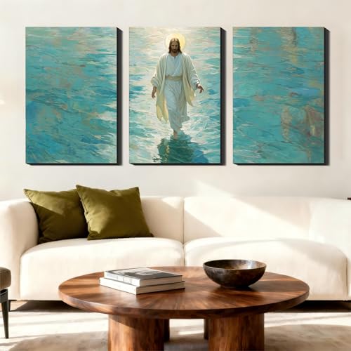 Set of 3 Wall Art Framed, Spiritual Figure & Calm