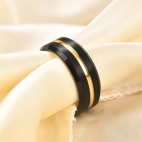 Tungsten Wedding Band Ring for Men 6mm 8mm Classic Groove Tungsten Wedding Band Ring for Men Matte Finish Comfort Fit Size 7-124