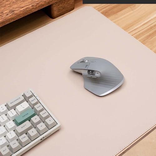 URMONA (アーモナ) レザーデスクパッドプロテクター 大型デスクマット キーボードとマウス用 傷防止 耐摩耗性 スエード ノンスリップボトム (オフホワイト - 23.6 x 13.7インチ)
