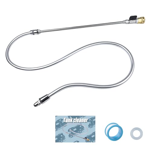 DigNew Metal Rv Black Tank Cleaner Wand 64 Extended Range 360 Powerful Rotary Cleaning Wand 1/4 Turn Shutoff Valve Power Nozzle Perfect for Cleaning Rv Toilet Deposits White