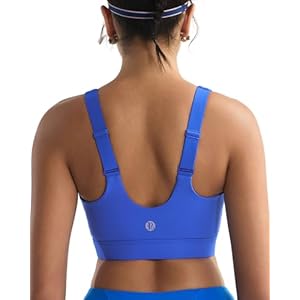 RUNNING GIRL Adjustable Straps High Impact Sports Bra for Women,High Support Workout Sports Bras with Sewn in Pads A-cerulean Blue Large