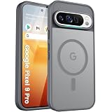 PuyaTeya Custodia per Google Pixel 9/9 pro, con magnete, protezione militare, antiurto, antigraffio, antiimpronta, antiscivolo, traslucida opaca, custodia protettiva (Grigio)