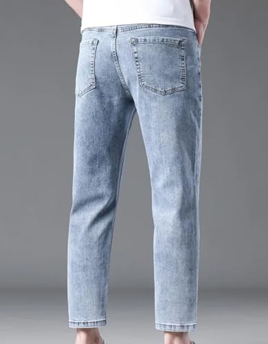 Men’S Fashion Loose Fit Straight Leg Patchwork Denim Pants Button Fly Midweight Ankle Length Casual Skinnies Jeans3