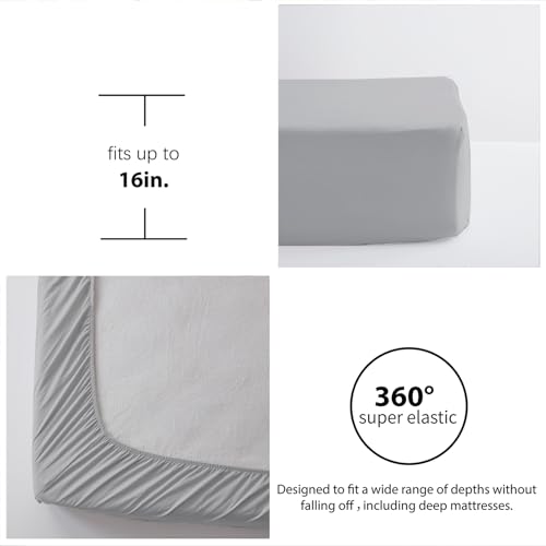 Image of Zzlpp Queen Comforter Set 7 Pieces, Light Grey Seersucker Bed in a Bag with Comforter and 2 Sheets, All Season Bedding Sets with 1 Comforter, 2 Pillow Shams, 2 Pillowcases