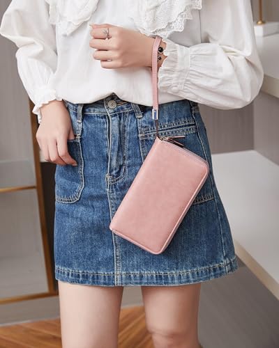 Image of Women's RFID Blocking Wallet Large Zip Around Leather Clutch with Wristlet | Large Capacity, 23 Card Slots, 2 ID Windows, Phone Holder, Soft PU Leather, RFID Secure, Coin Pocket, Checkbook Holder