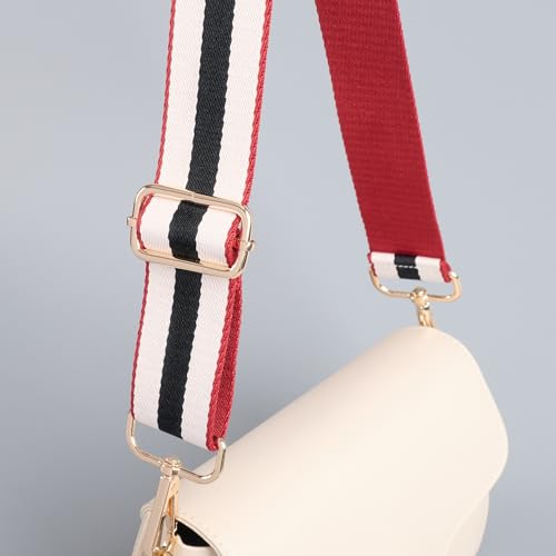 Image of chushui Wide Bag Strap Replacement Crossbody Shoulder Strap Adjustable, Classic Striped Preppy Vertical Stripe Woven with Gold Hardware 29-51 Inches for Purses Handbags Totes