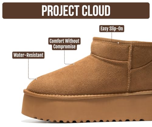 Image of Project Cloud 100% Genuine Leather Platform Ankle Boots for Women | Memory Foam Insole Lightweight Winter Booties - Womens Casual Footwear Fall Shoes - Fashionable Womens Boots with EVA Outsole