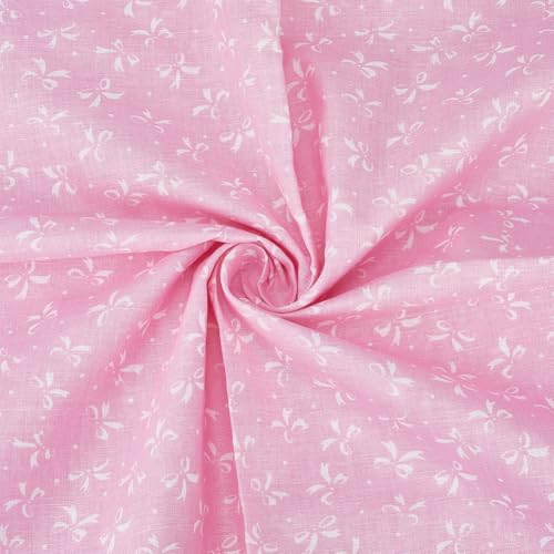 PH PandaHall Tissu Imprimé Nœud Papillon au Mètre Tissu en Coton Rose de 1.6m de Large Tissus Motif Nœuds Tissus Décoratifs pour Couture Vêtements...