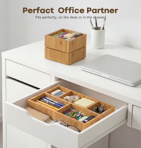 KOCWELL Bamboo Desk Drawer Organizer with Removable Dividers,Multi-Use Office Drawer Organizer Tray,Junk Drawer Organizers for Office,School,Kitchen,Makeup Supply(Original) - image 4