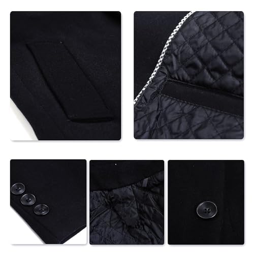 YOUTHUP Cappotto da Uomo Invernale in Lana Spessa Trench Cappotto di Media Lunghezza Slim Fit Imbottito Caldo Casual Peacoat