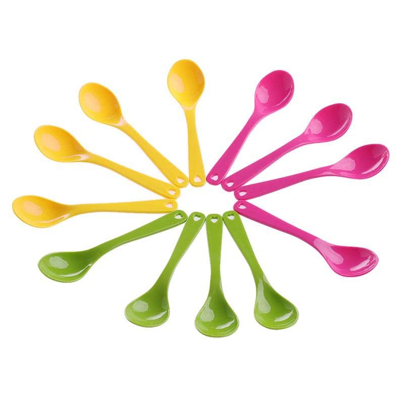 12pc Multicolour Reusable Plastic Cutlery Spoon Set for Toddler Baby, Kids Lunch Box, Dessert, Ice Cream, Tea, Coffee-image-19