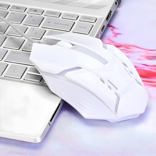 Image of Natation Wired Gaming Mouse 1 Pc - 3-Button X1, 1200 DPI Adjustable, Rainbow LED Lights, Durable Surface-Friendly Design, High-Precision Sensor, USB Plug & Play for PC, Laptop, Office & Gaming (White)