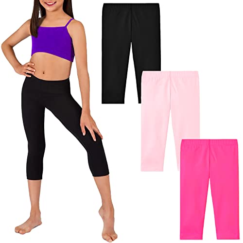 Knee Length Capri Leggings for Girls & Toddlers - 3/4 Girls' Cropped Leggings Pack of 3