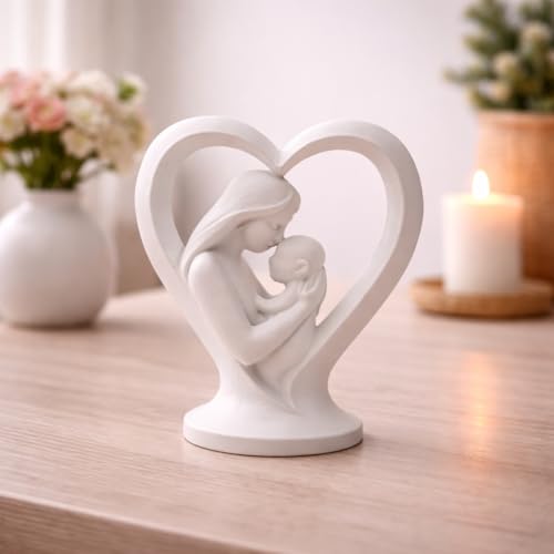 Image of CraftVatika Mother Baby Statue Showpiece Gift, Resin Mother Baby Figurine, motherr Child Statue, Home Decor Items, House Warming Gifts Mother's Day, Baby Shower Gifts for Mom to be