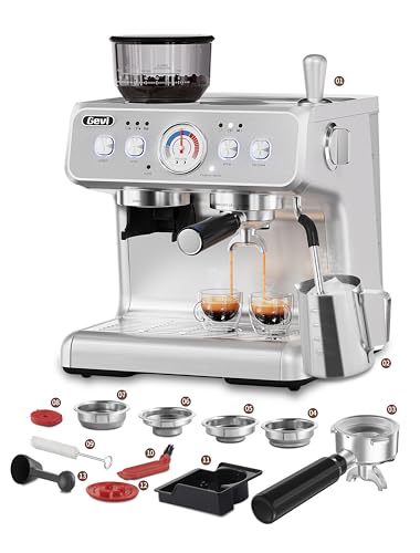 Gevi Espresso Machine 20 Bar With Grinder & Steam Wand – All in One Espresso Maker & Espresso Machine with Grinder for Home