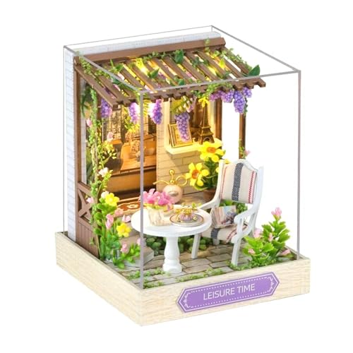 Maison miniature en bois avec housse anti-poussière pour intérieur