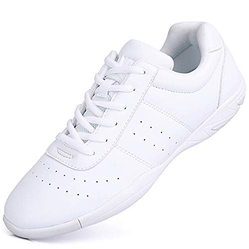 Mfreely Cheer Shoes for Women White Cheerleading Athletic Dance Shoes Flats Tennis Walking