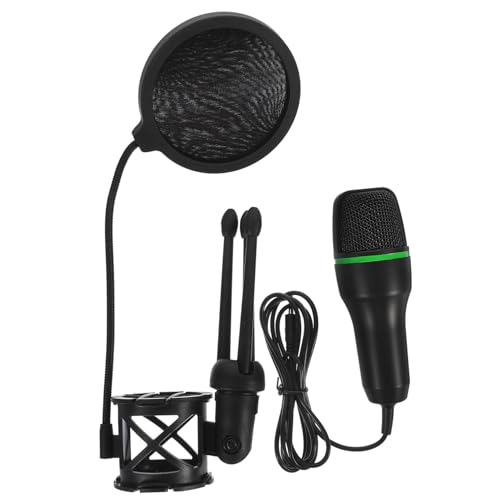 Microphone à condensateur USB noir avec pied stable pour gaming et streaming sur PC bureau