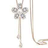 Z-Jeris Women Crystal Flower Pendant Long Chain Tassel Necklace