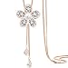 Z-Jeris Women Crystal Flower Pendant Long Chain Tassel Necklace