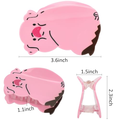 Pink Pig Hair Clips, Hapdoo Cute Novelty Animal Claw Clip for Women Girls, Acetate Funny Pig Hair Accessories Gifts miniatura 2