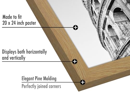 Americanflat 20x24 Picture Frame with Polished Plexiglass - Wide Picture Frames Made of Engineered Wood for Vertical or Horizontal Wall Display - Epic Collection - Pine