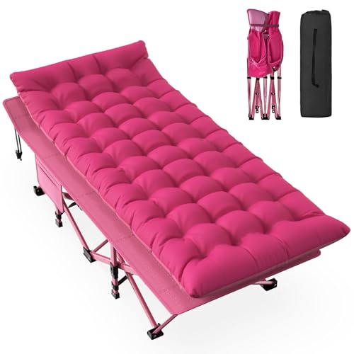Slendor Camping Cot for Adults, 1200D Oxford Camping Bed with 3.5in Thick Mattress, 500lbs Max Load, Folding Cot for Camping, Travel, Outdoor, Home Guest, Office Nap