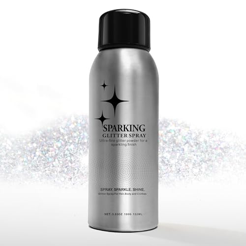 Mifeloy Hair and Body Glitter Spray - Long-Lasting Hair Spray & Body Shimmer Face Glitter Quick-Drying Spray Glitter Festival Concert Prom - Glitter Hairspray for Men Women Silver 100ml