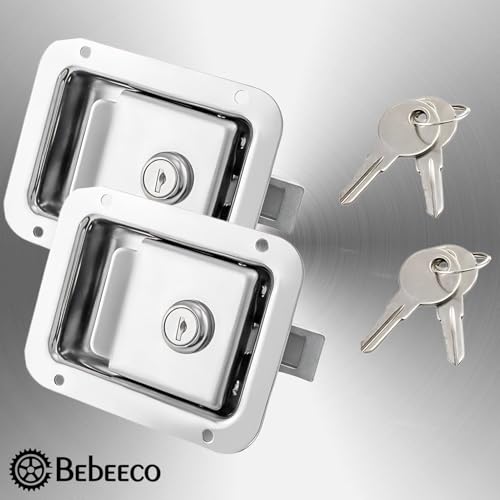 Image of Tool Box Lock with Keys for Truck Bed Toolbox Handle (2Pcs) | 5.5*4.25in Stainless Steel Heavy Duty Flush Mount Handle Latch for Trailer Door, RV, Camper, ATV, UTV
