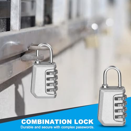 Image of MECCANIXITY Combination Lock, 4 Digit Padlock Combination Outdoor Waterproof Locker Lock for Gym Luggage Home Sports Hasp Storage, Silver Pack of 1