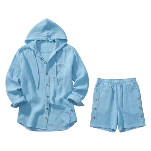 Costume en lin léger homme ensemble short respirant uni