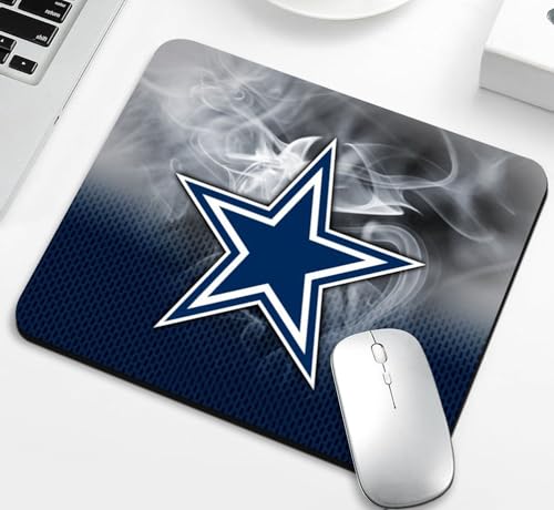 ZYJTEK Gaming Mouse Pad for Football Sports Fans White Blue Design Non-Slip Rubber Base Square Mousepad for Computers Laptop Desk Mat