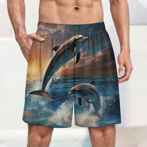 Dolphins Jump Men's Pajama Shorts Drawstring Pajama Pants Loungewear Pj Bottoms with Pockets2