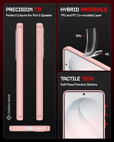 Image of Golden Sand Aura MagSnap Series Transparent Back Cover for Samsung Galaxy S26 5G | Ultra-Clear Glass Feel | Military Grade Protective Case, Camera Protection, (Pink)