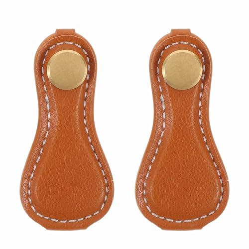 Abaodam 引き出し用PUレザープル2個 - ヴィンテージスタイル シングルホールプルハンドル - 家具の引き出し、キャビネット、ドレッサー、クローゼット用の交換用ノブハンドル